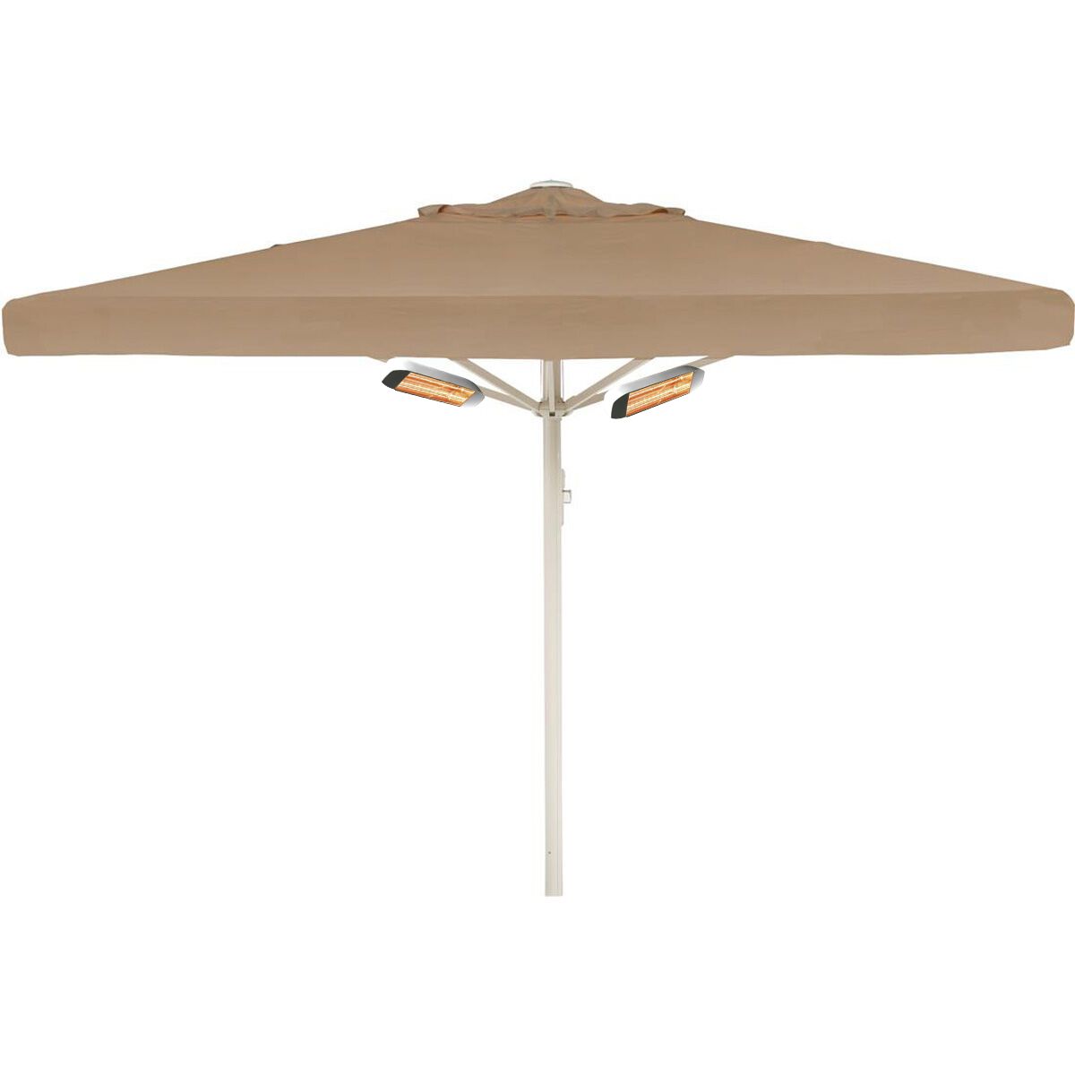 Kæmpeparasol 5x5m polyester m/frise ink varmelampe - Beige