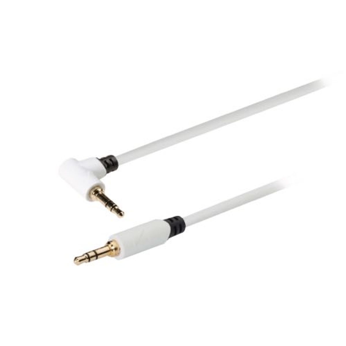 König - Minijack Stereo Audio kabel (Vinklet) (3,5mm) (Han-Han) (Hvid) - 0,5 m