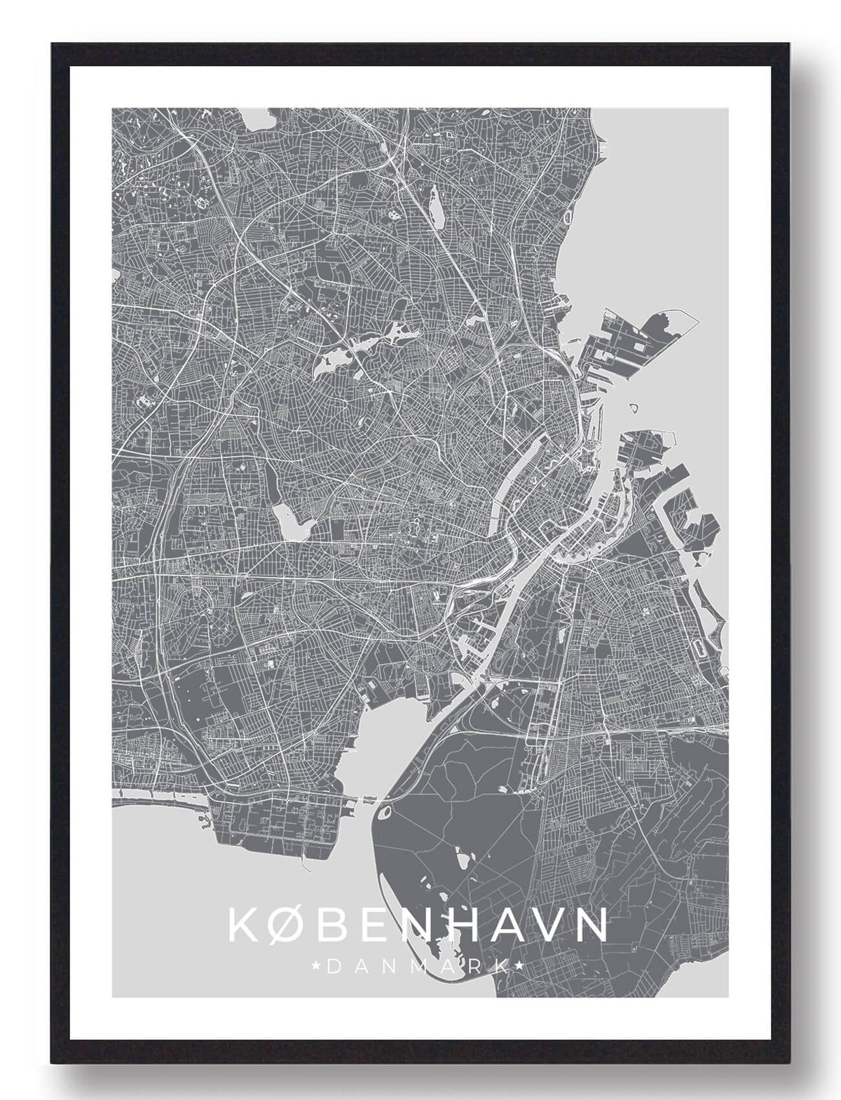 København by plakat - grå (Størrelse: L - 50x70cm (B2))