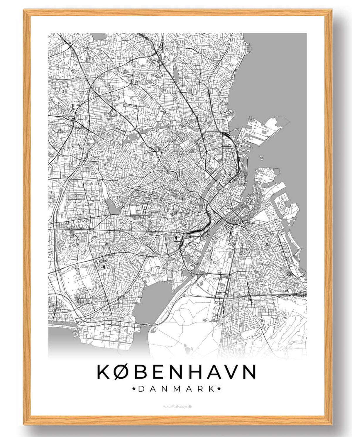 København by plakat - hvid (Størrelse: L - 50x70cm (B2))