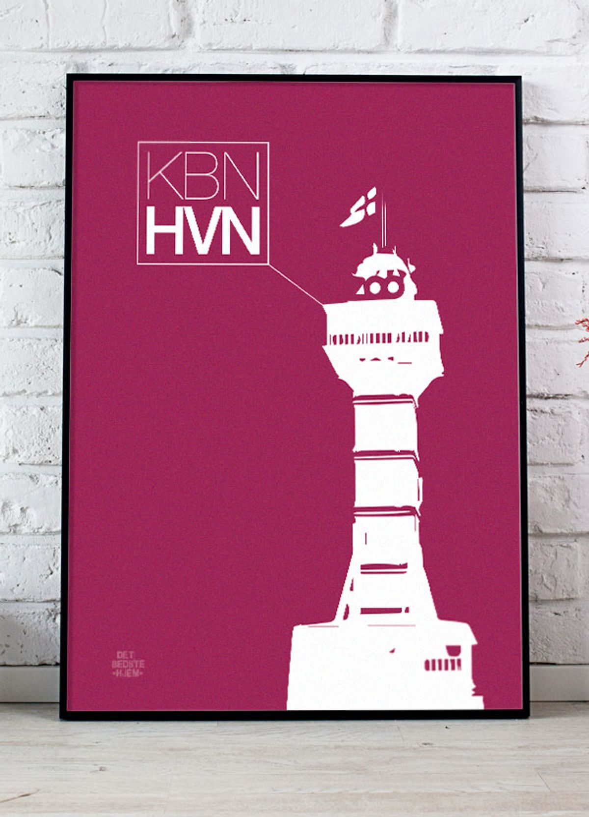 København-plakat med zoo-tårnet (bordeaux) - 30 x 40 cm - Kr. 219,-