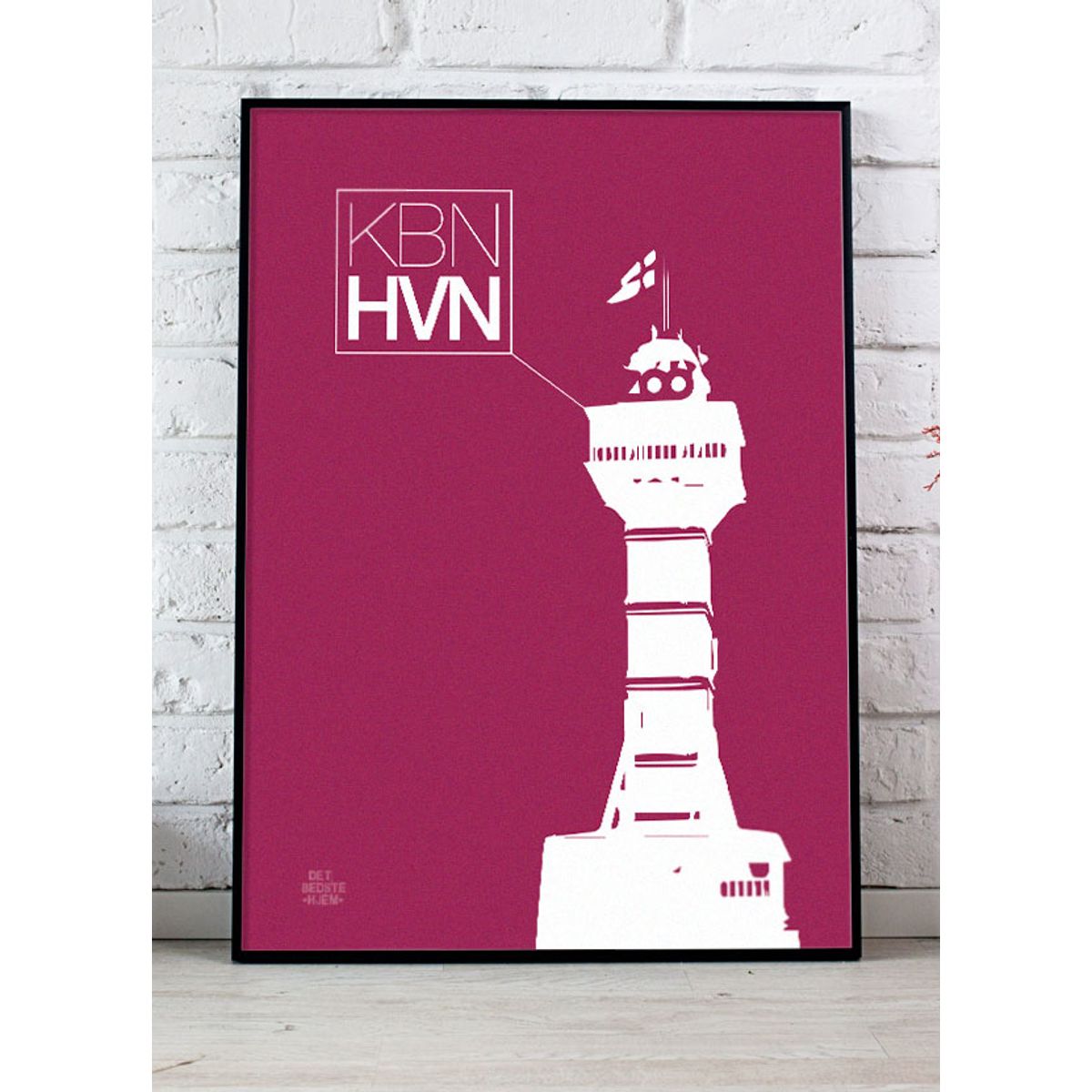 København-plakat med zoo-tårnet (bordeaux) - 70 x 100 cm - Kr. 349,-