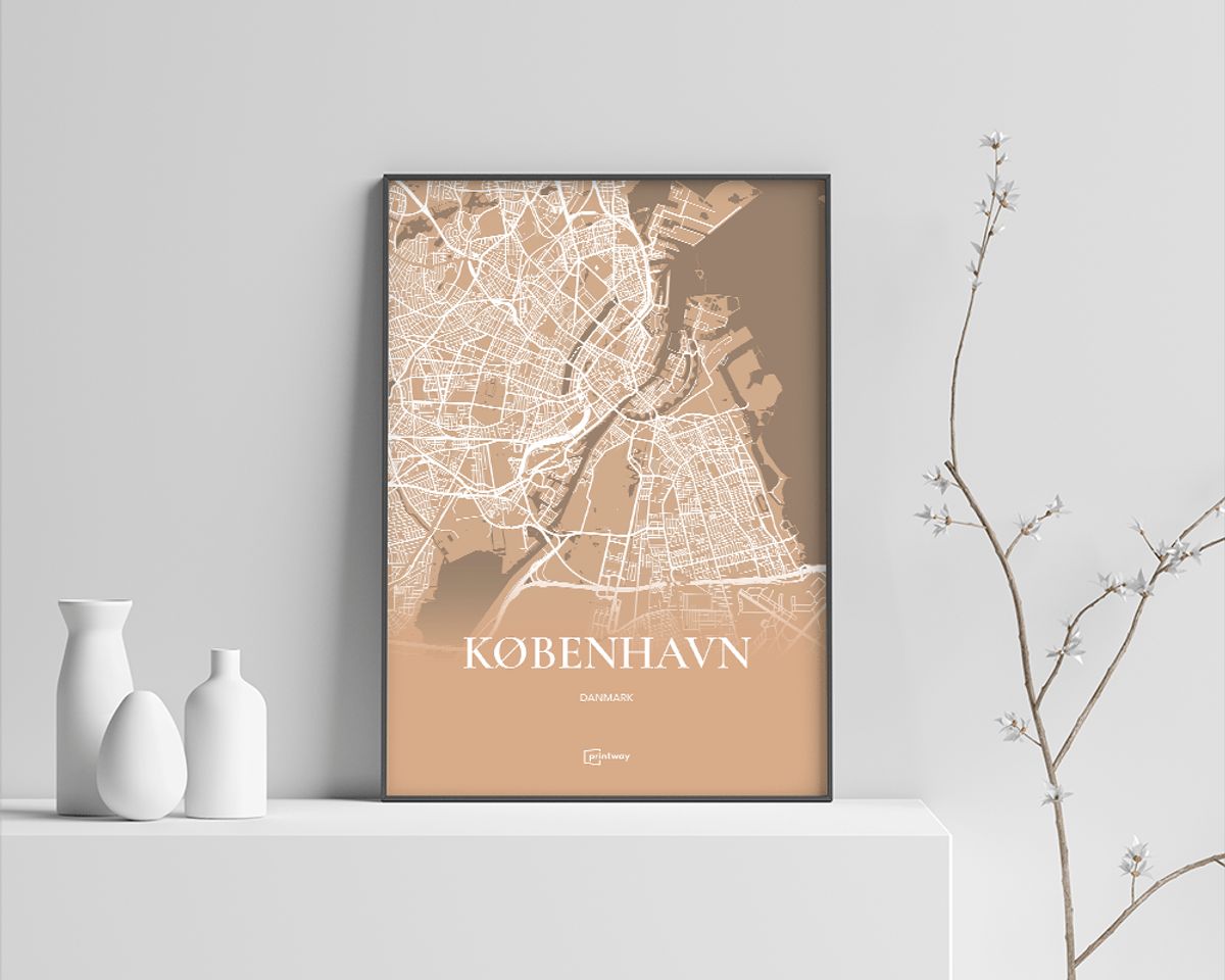 København Plakaten Fuldt kort Guld 50×70 cm (B2)