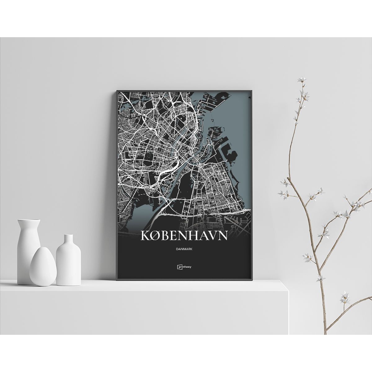 København Plakaten Fuldt kort Sort 42×60 cm (A2)