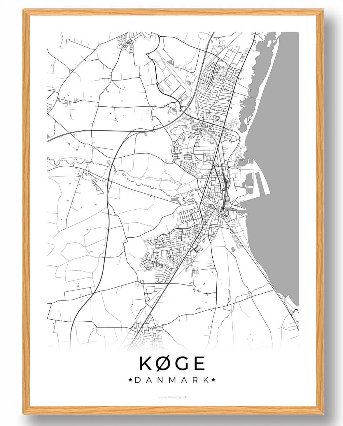 Køge by plakat - hvid (Størrelse: L - 50x70cm (B2))