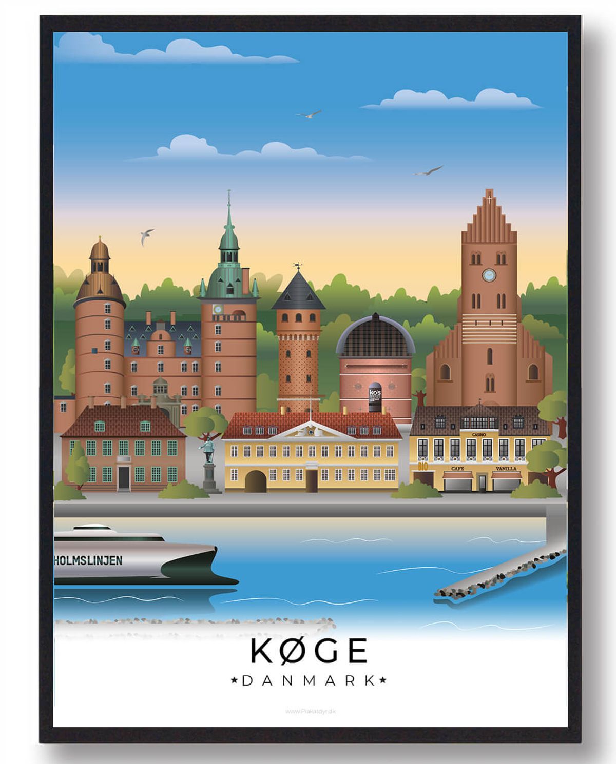 Køge byplakat (RESTPARTI) (Størrelse: L - 50x70cm (B2))