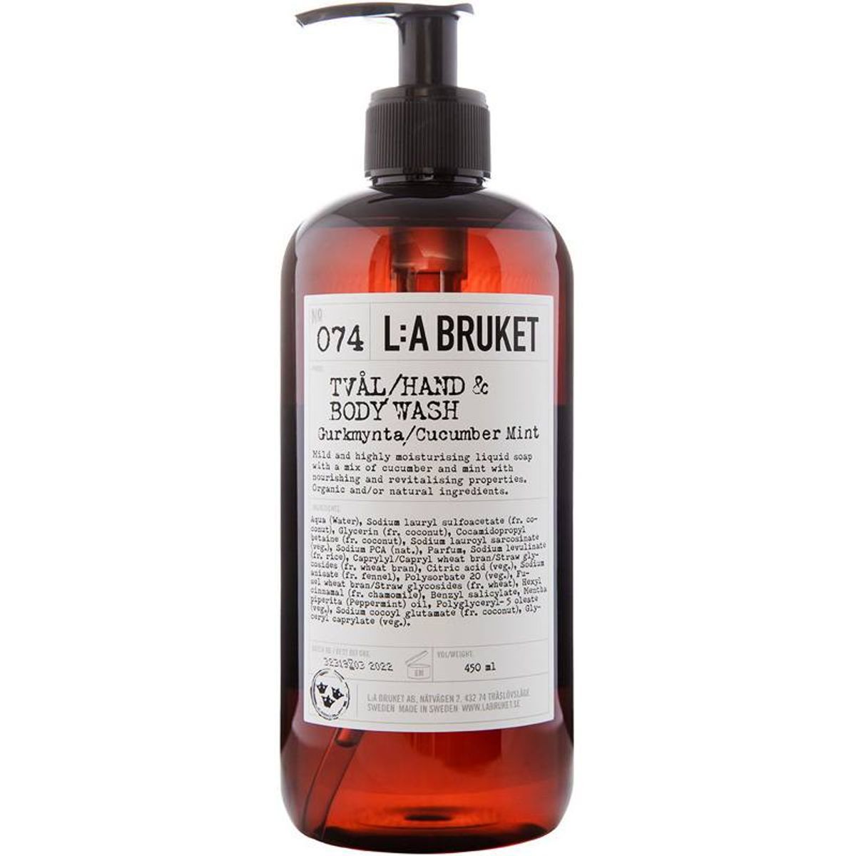 L:a Bruket 074 Hand & Body Wash 450 ml - Cucumber Mint