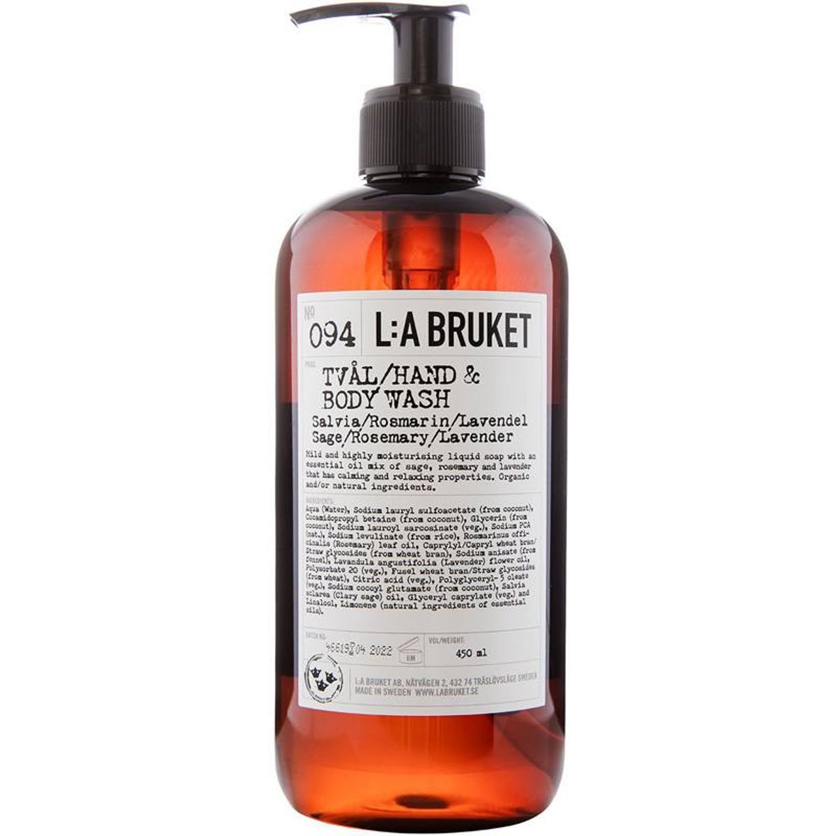 L:a Bruket 094 Hand & Body Wash 450 ml - Sage/Rosemary/Lavender