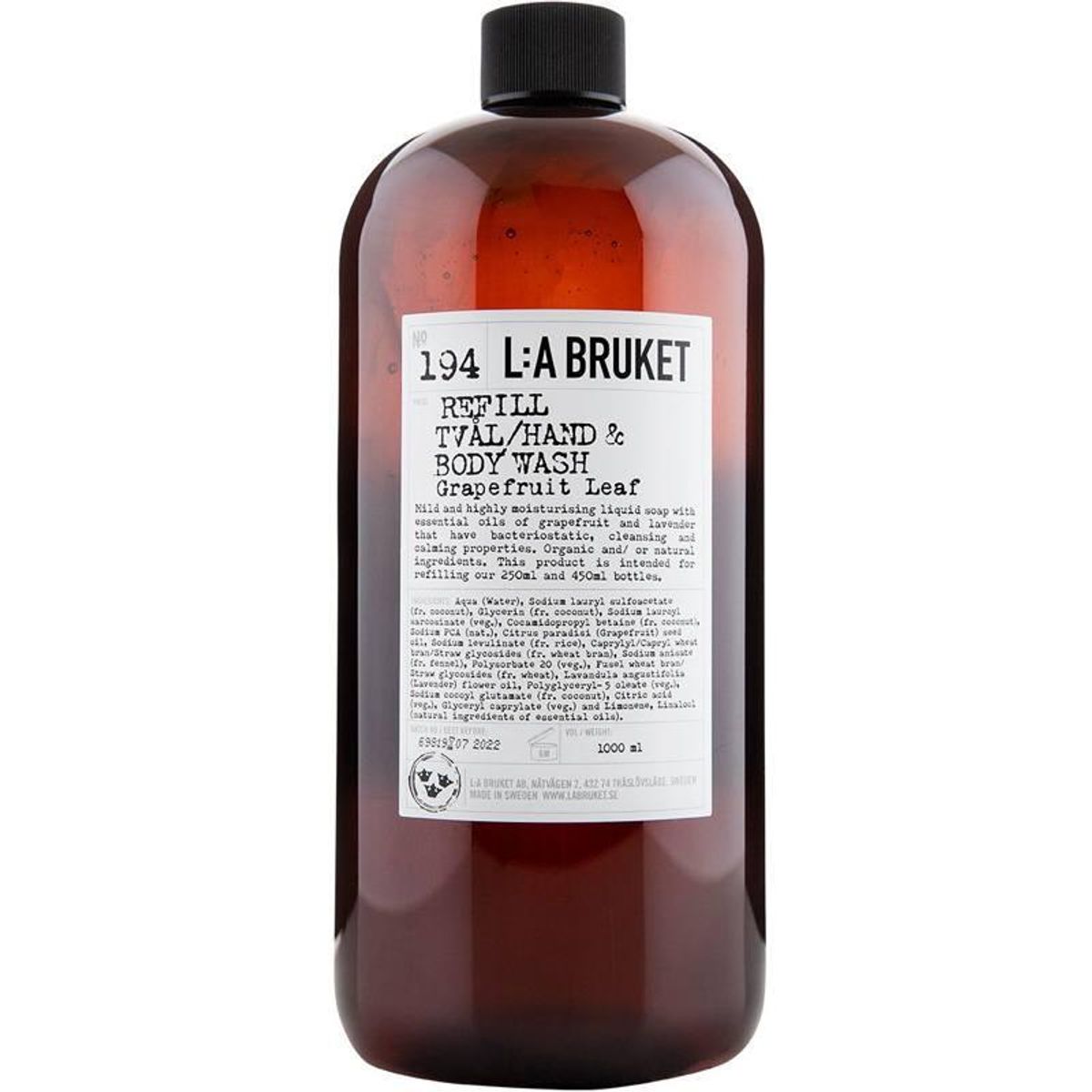 L:A Bruket 194 Refill Hand-body Wash Grapefruit Leaf 1000ml (udløbet 02/2023)