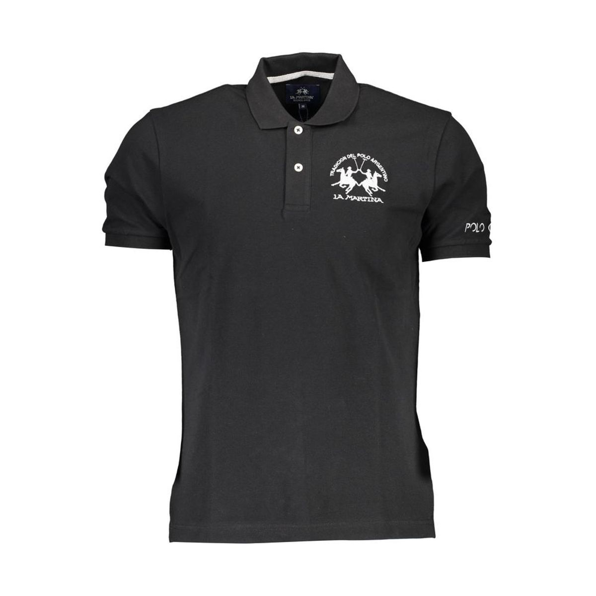 La Martina Black Cotton Men Polo Shirt