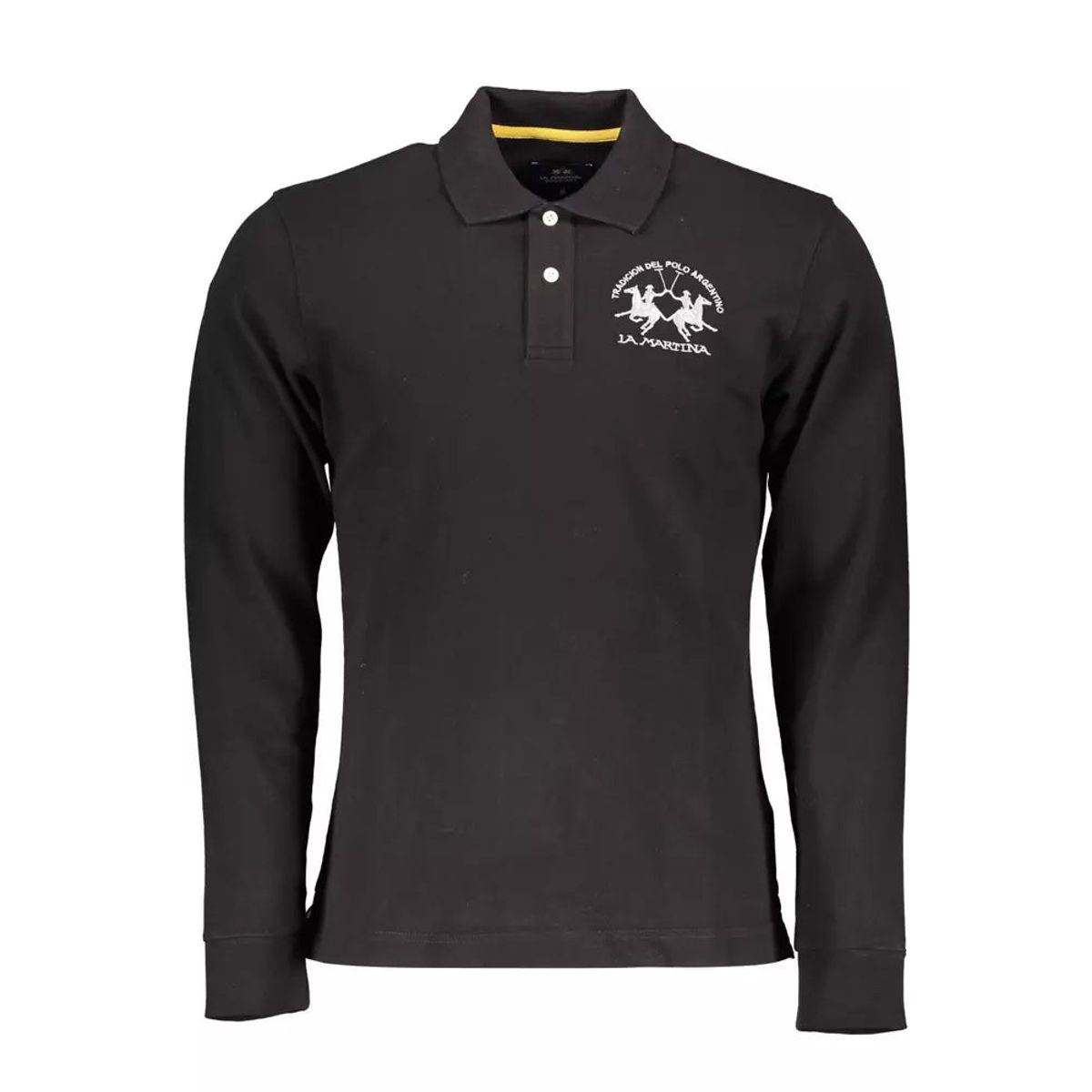 La Martina Black Cotton Men Polo Shirt