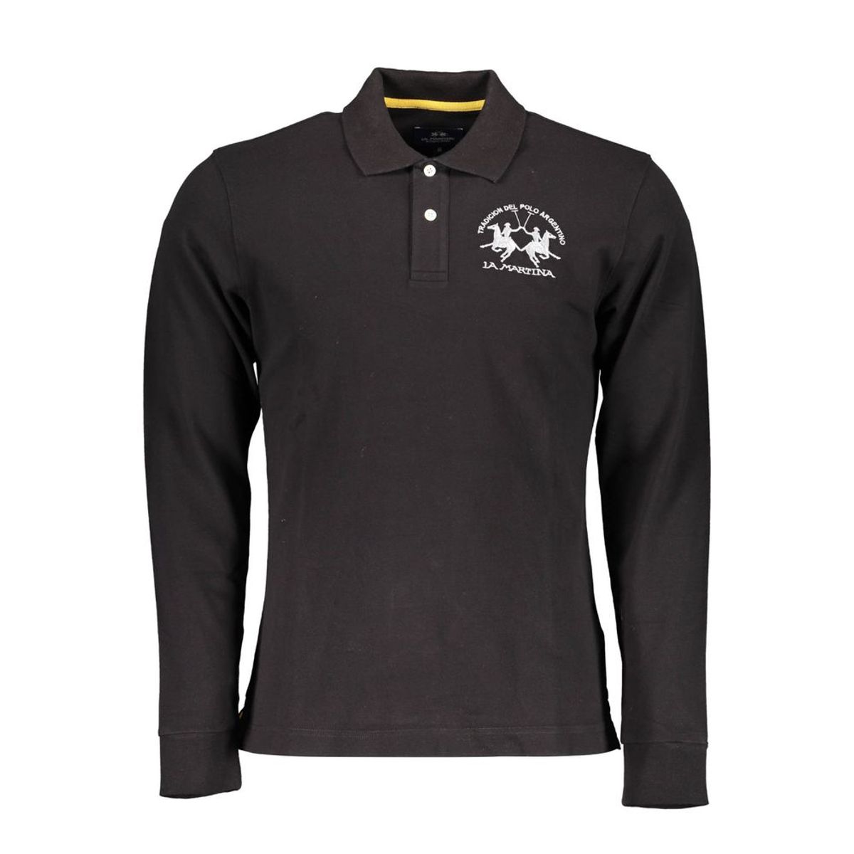 La Martina Elegant Long Sleeved Black Polo for Men