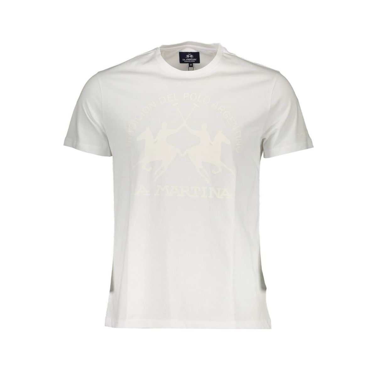 La Martina Elegant White Crew Neck Tee with Signature Print