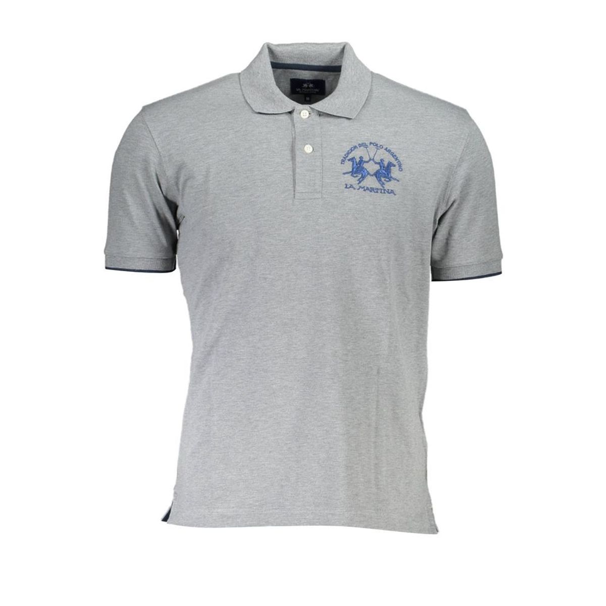 La Martina Gray Cotton Men Polo Shirt