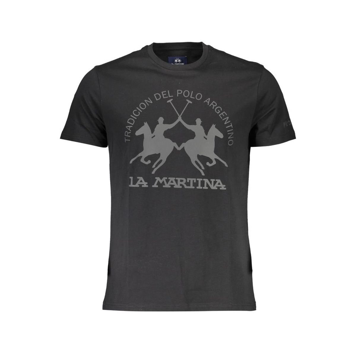 La Martina Sleek Black Cotton Tee with Elegant Print