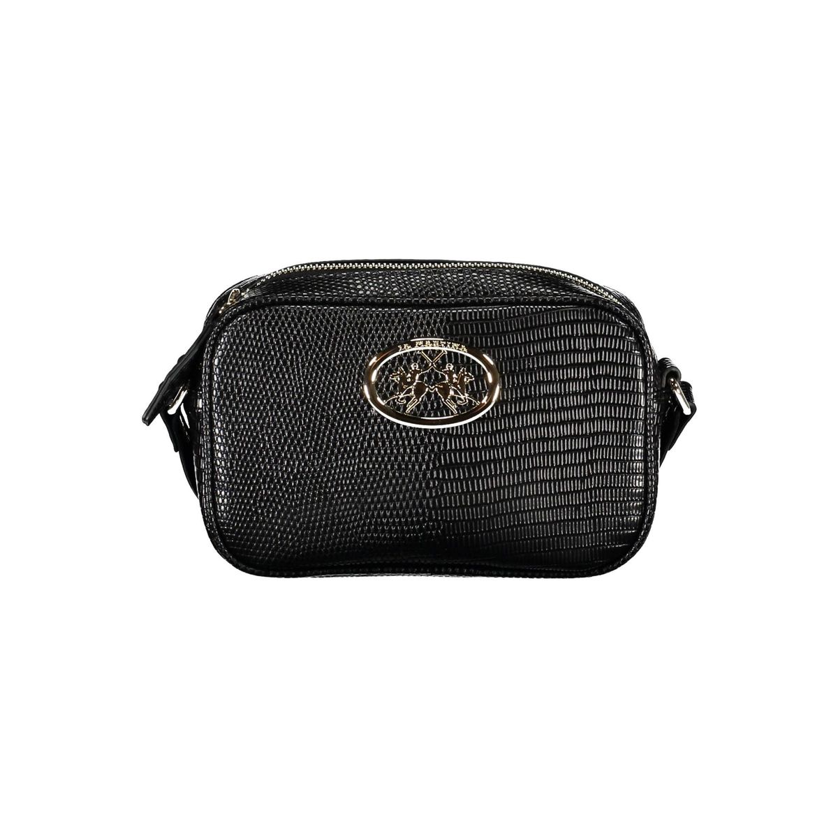 La Martina Sleek Black Shoulder Bag with Contrasting Details