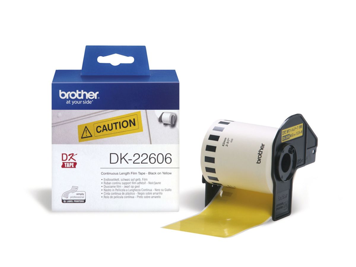 Label Brother Dk22606 62mm x 15,24 Meter gul Film