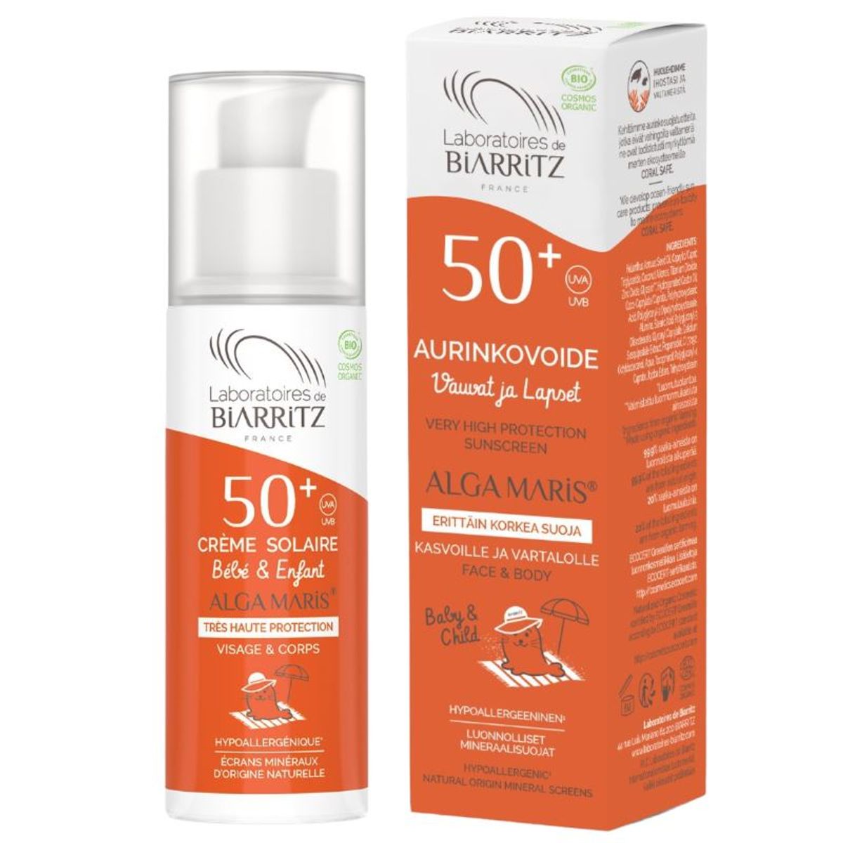 Laboratoires De Biarritz - Solcreme Børn - SPF50+ - 100ml - Økologisk - Alga Maris