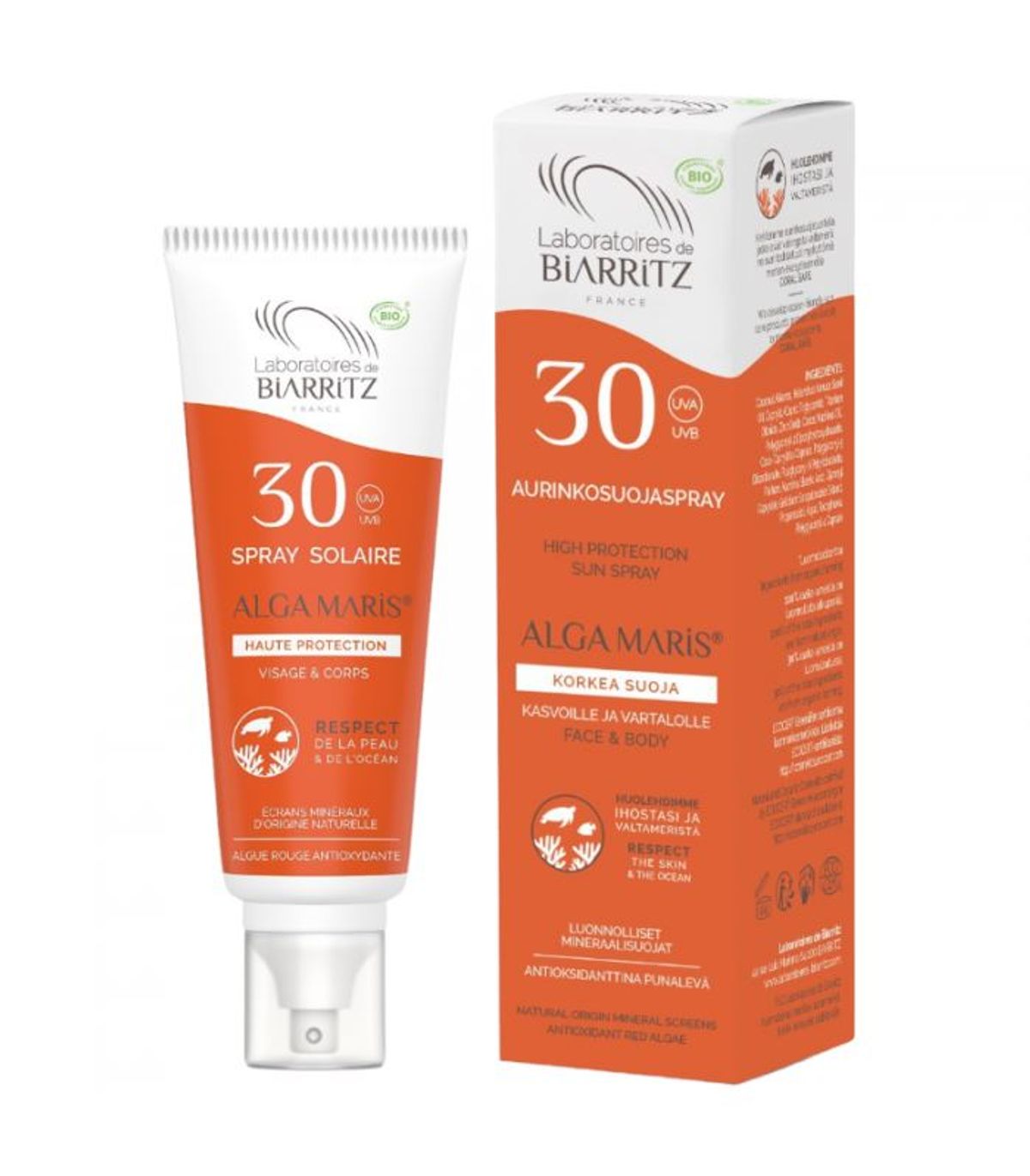 Laboratoires De Biarritz - Økologisk Solcreme Spray - SPF30 - 100ml - Alga Maris