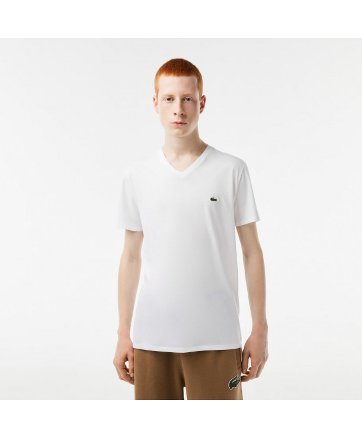 Lacoste Klassisk V-hals T-shirt i Hvid til Herre (Regular Fit)