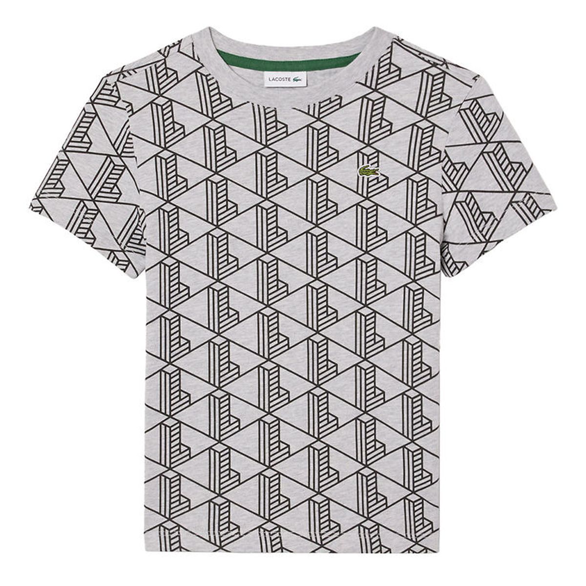 Lacoste T-shirt - Silver/Chine/Black m. Logo/Print