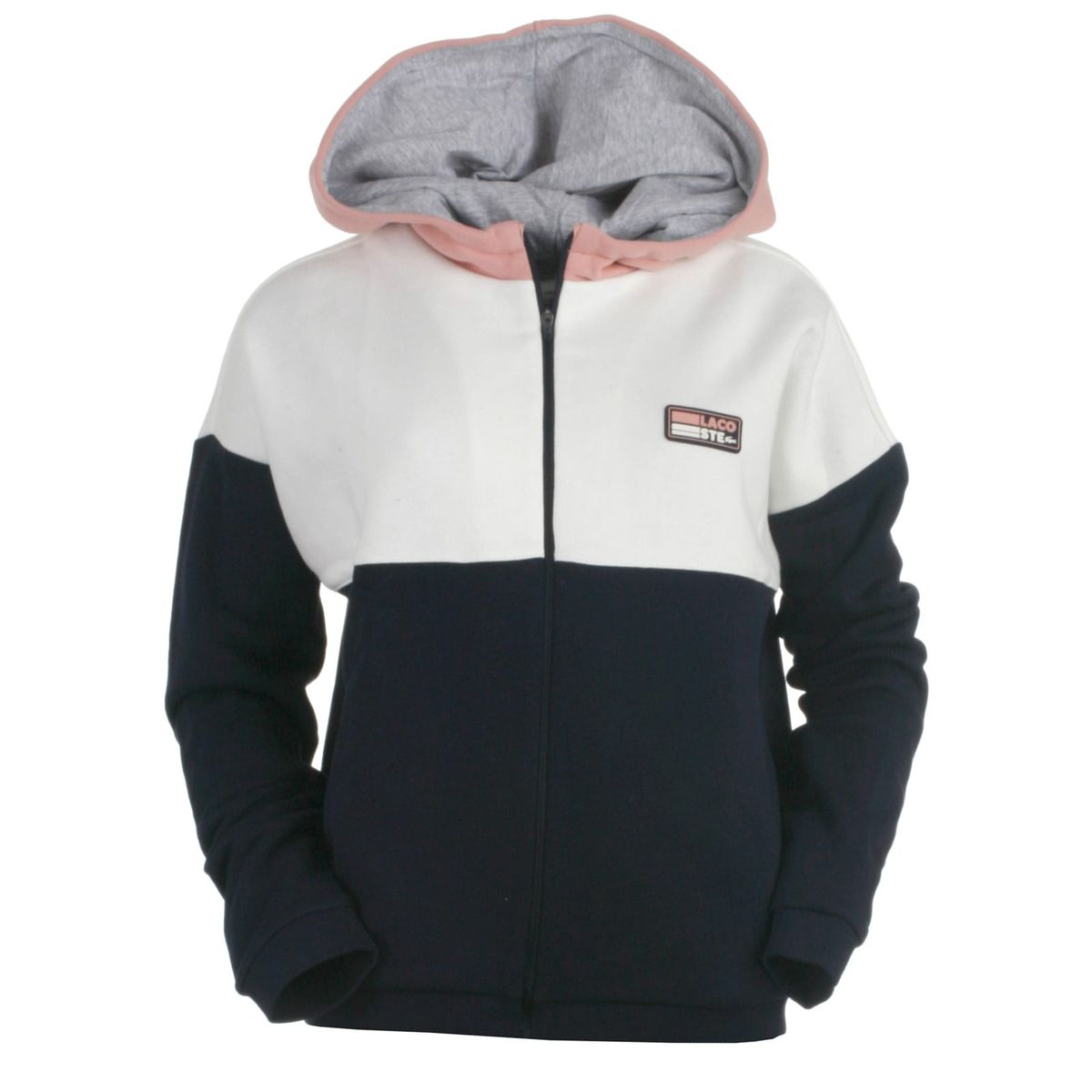 Lacoste zip hood sweat, navy - 140 - 10år