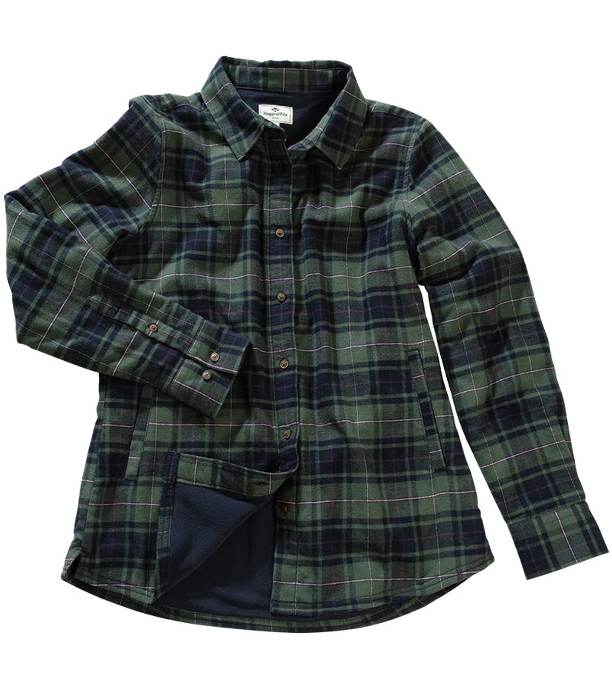 Ladies Tartan Shacket overshirt, grøn/blå/vinrød - L (14-16)