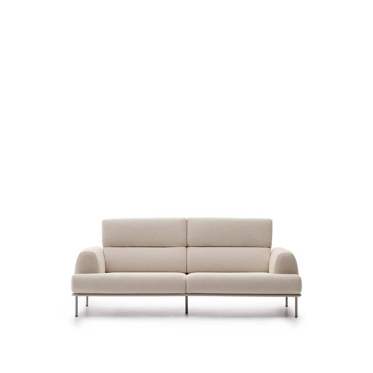 LAFORMA Aurum, 3-personers ecru sofa med nakkestøtte og fod i matgråt metal, 234 cm