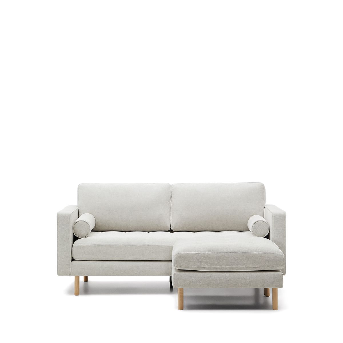 LAFORMA Debra 2 pers. sofa, m. fodstøtte - perlemor chenille og ben i natur (182cm)