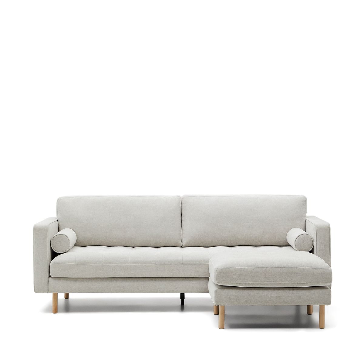 LAFORMA Debra 3 pers. sofa, m. fodstøtte - perlemor chenille og ben i natur (222cm)