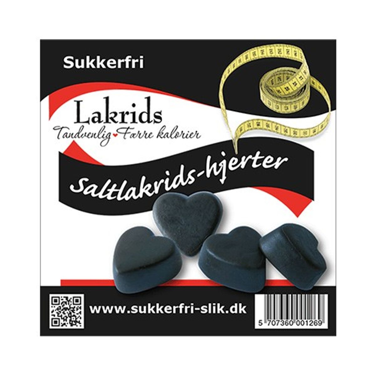 Lakridshjerter salt (sukkerfri) - 90 gram - Coala's Naturprodukter