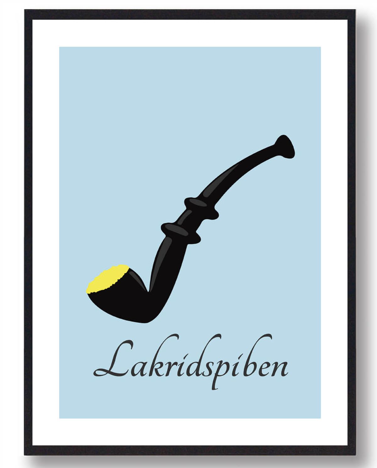 Lakridspibeplakat blå - gul krymmel (Størrelse: L - 50x70cm (B2))