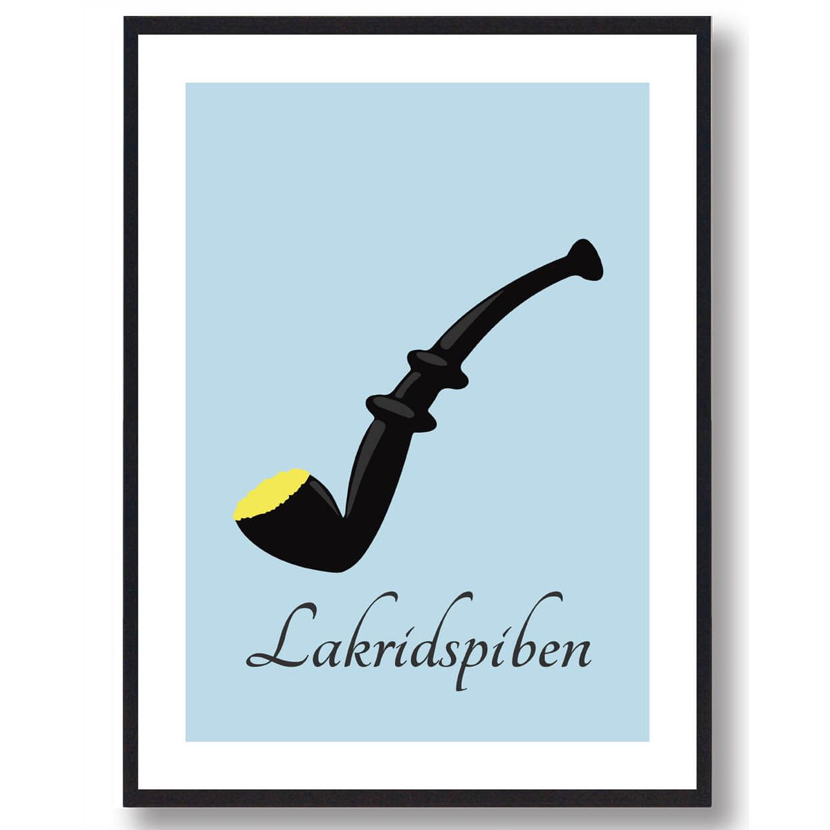 Lakridspibeplakat blå - gul krymmel (Størrelse: S - 21x29,7cm (A4))