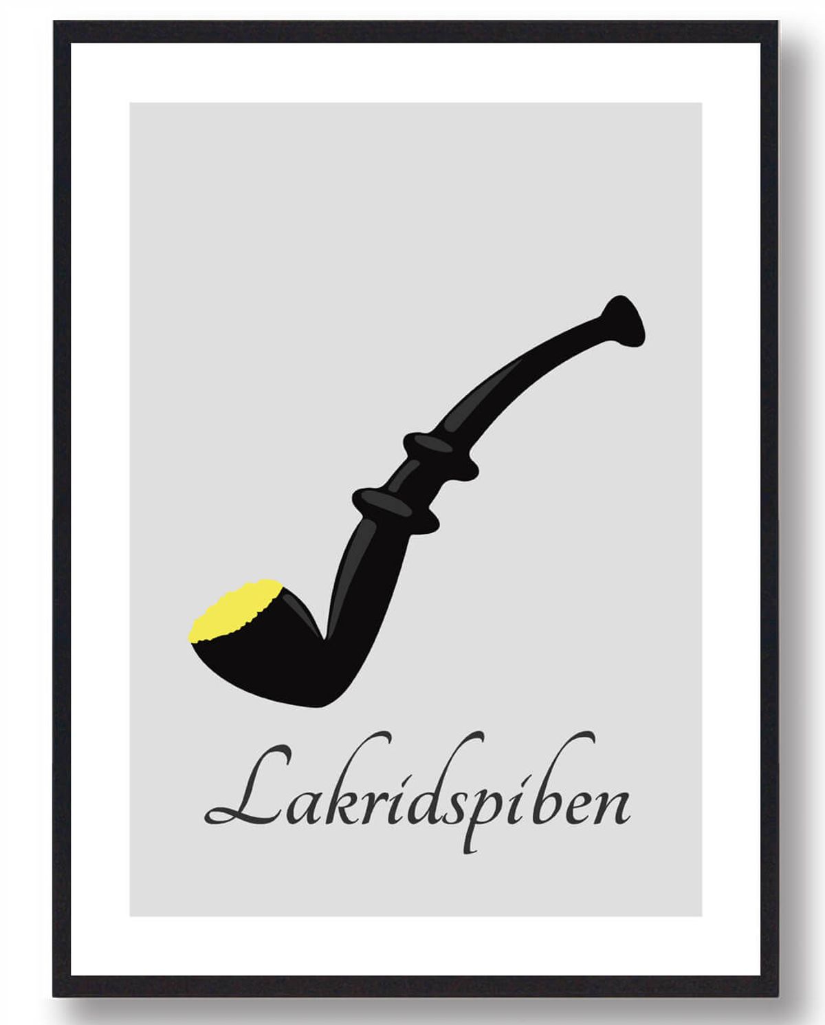 Lakridspibeplakat grå gul krymmel (Størrelse: L - 50x70cm (B2))