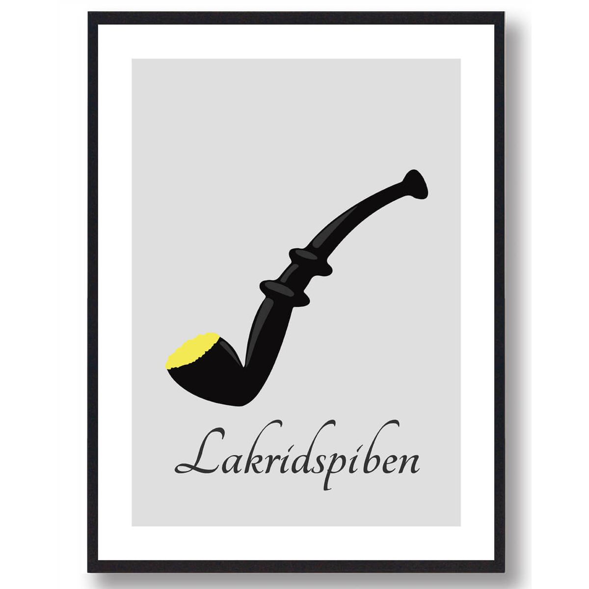 Lakridspibeplakat grå gul krymmel (Størrelse: S - 21x29,7cm (A4))