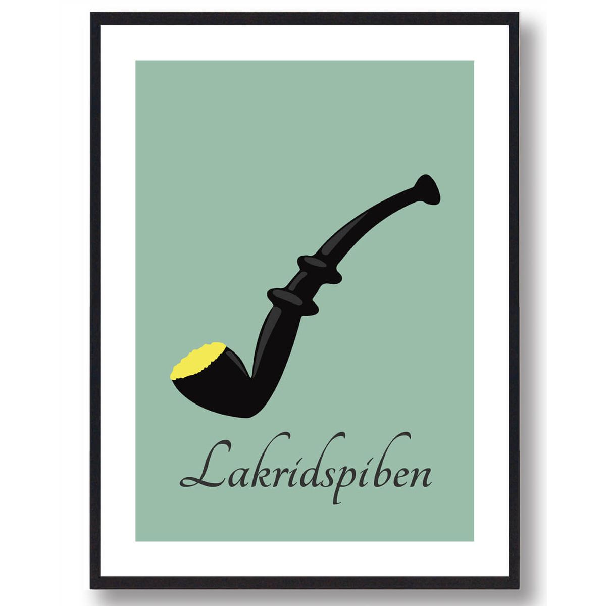 Lakridspibeplakat grøn - gul krymmel (Størrelse: M - 30x40cm)