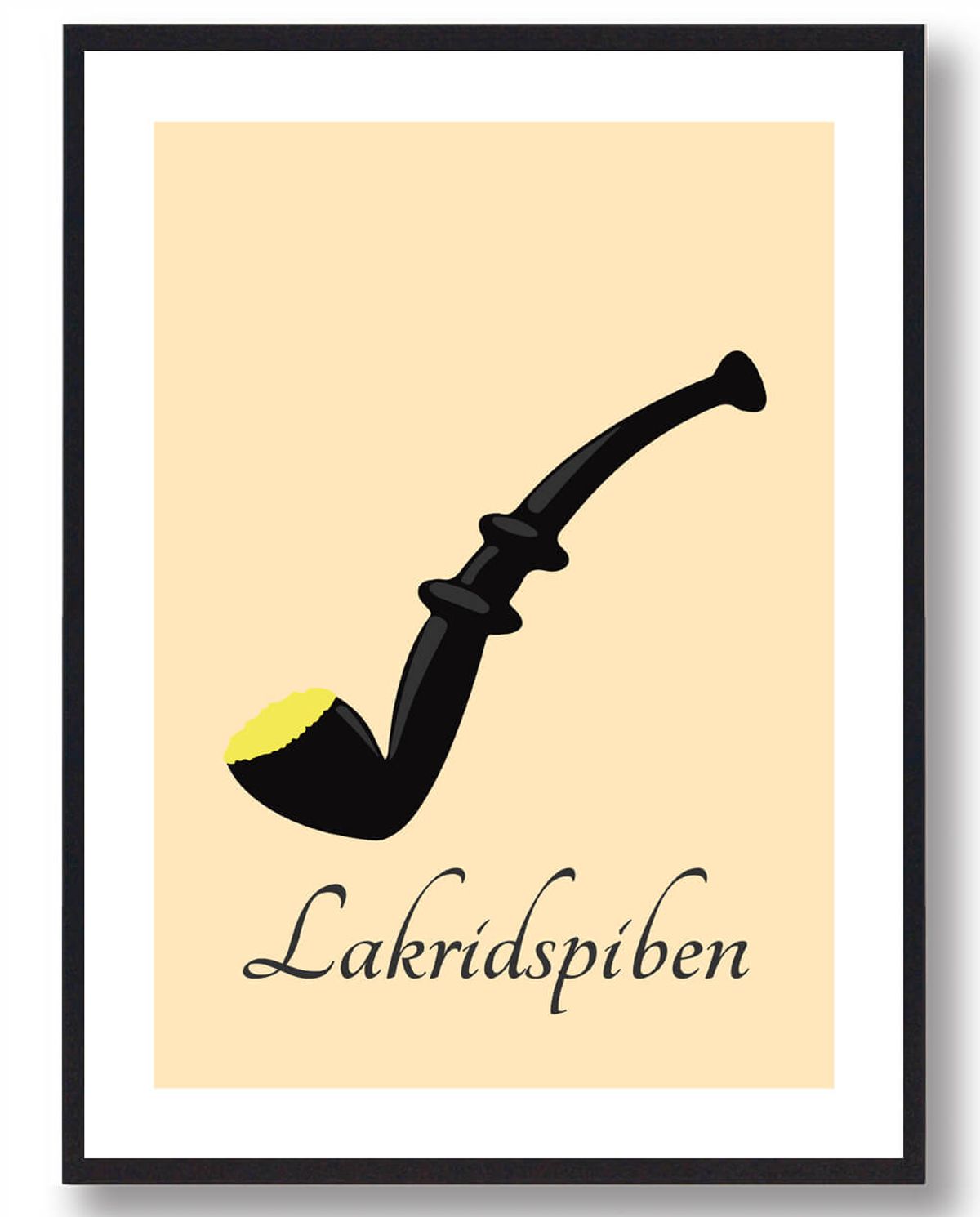 Lakridspibeplakat gul - gul krymmel (Størrelse: M - 30x40cm)