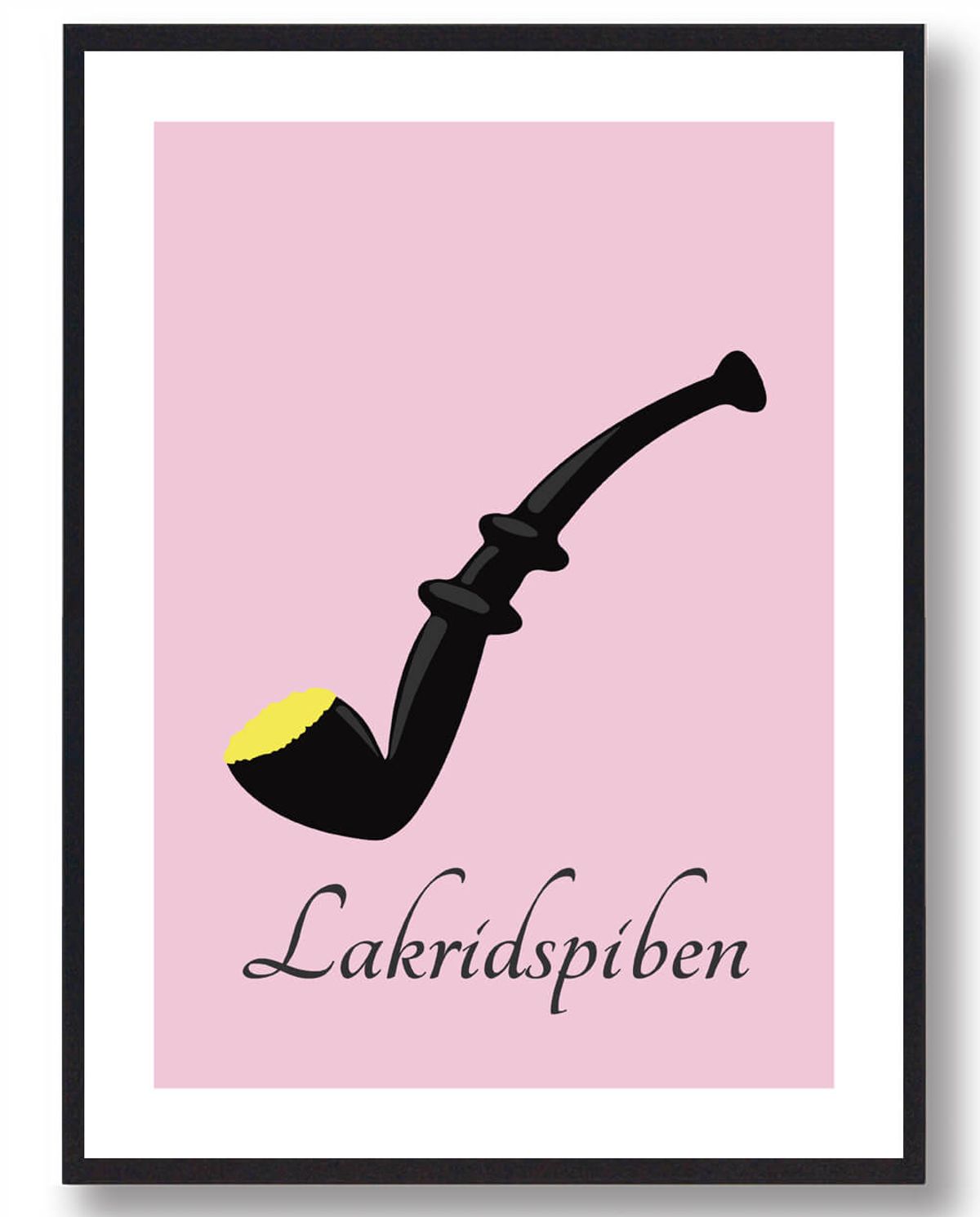 Lakridspibeplakat lyserød - gul krymmel (Størrelse: L - 50x70cm (B2))