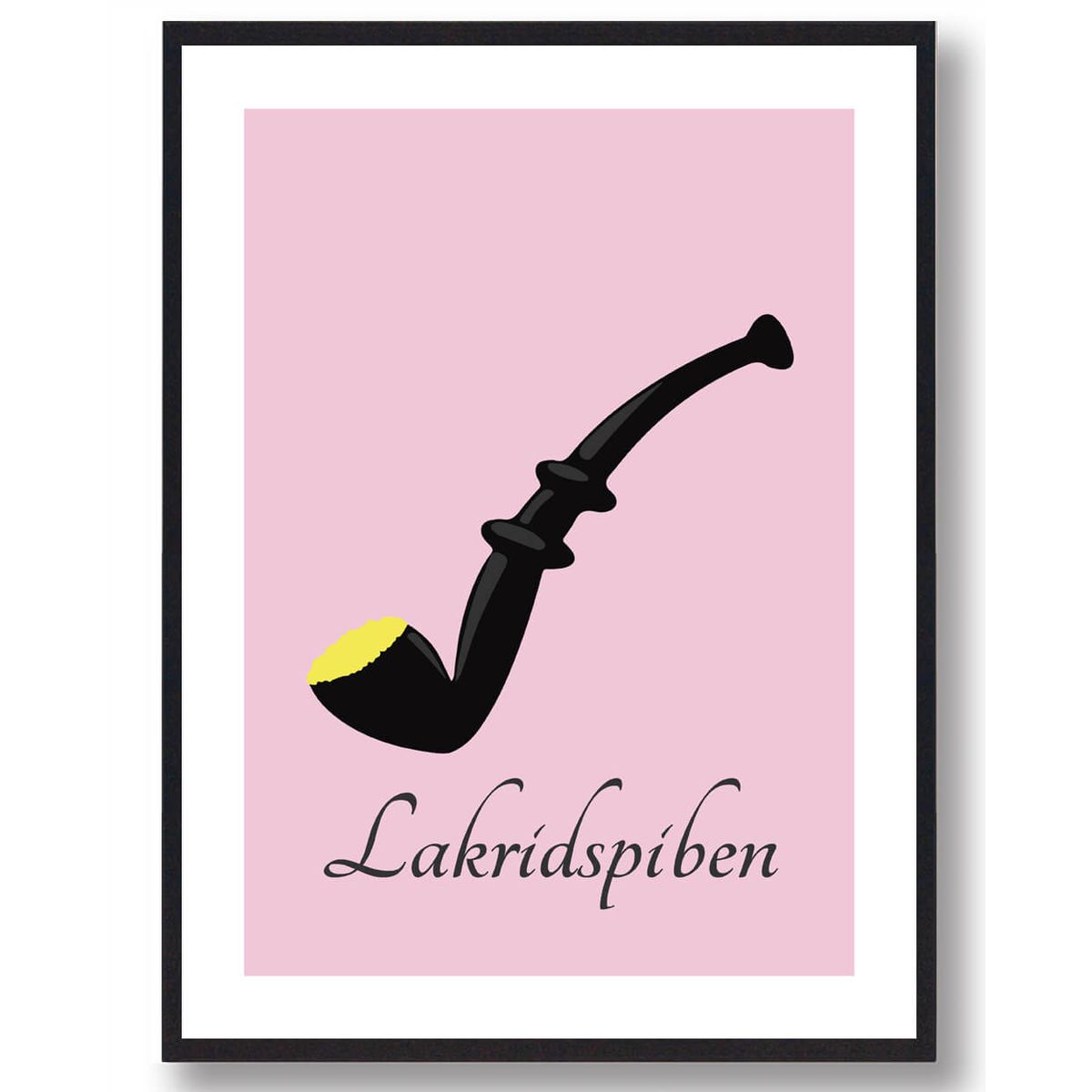 Lakridspibeplakat lyserød - gul krymmel (Størrelse: S - 21x29,7cm (A4))