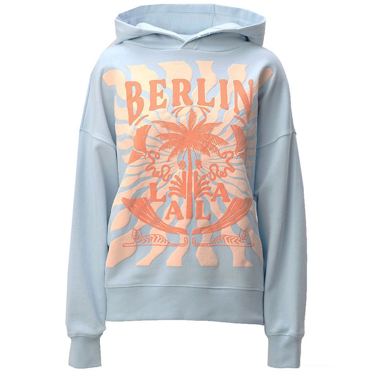 Lala Berlin Hættetrøje - Irina - Sunset Palm Cashmere Blue