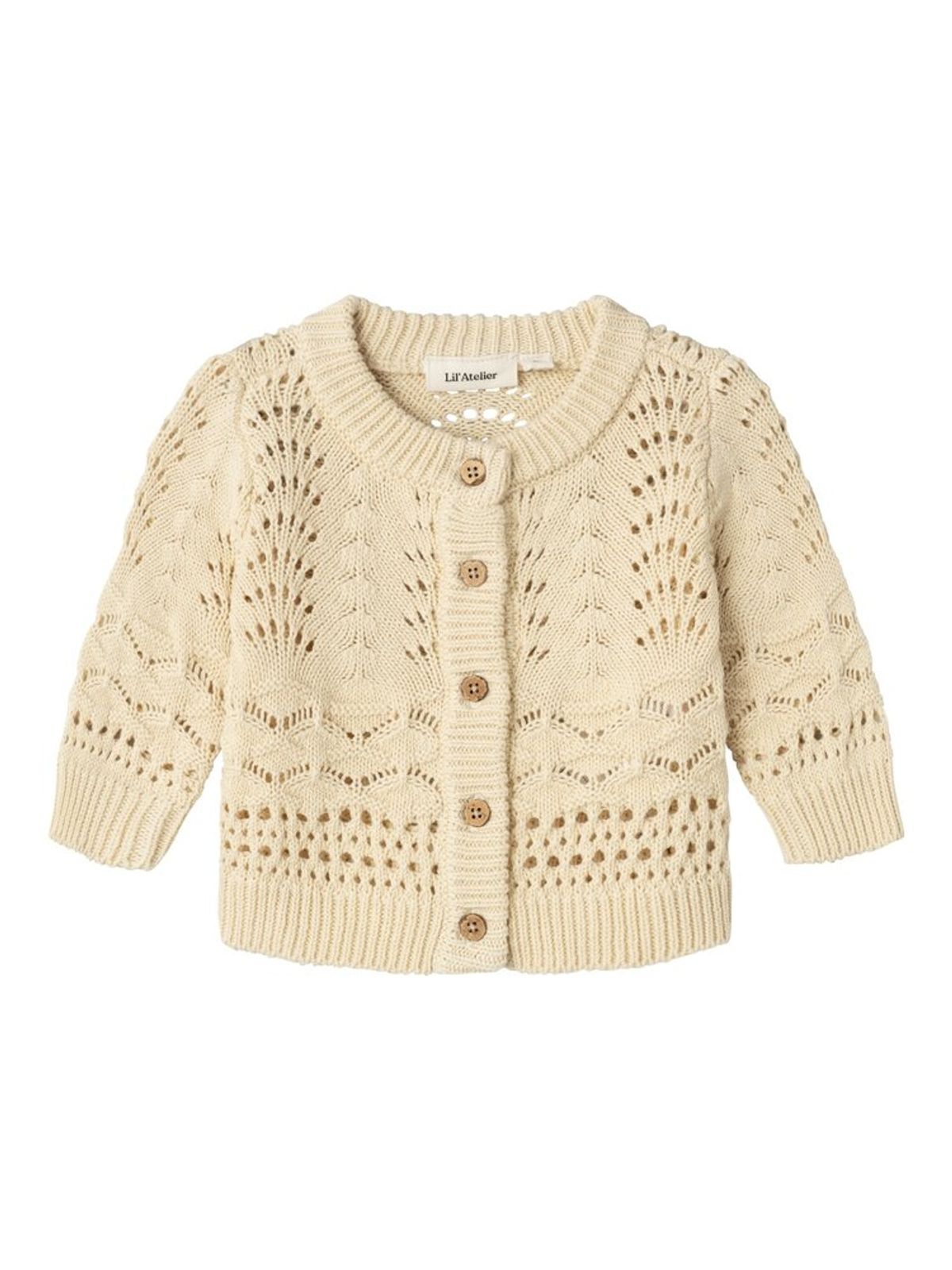 Lale langærmet strikket cardigan - BLEACHED SAND - 74