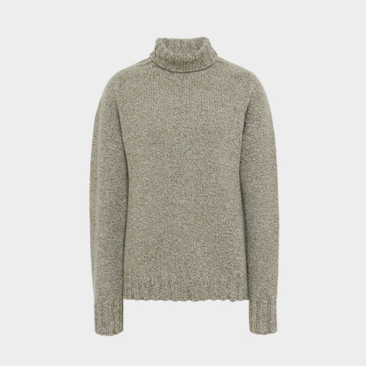 Lambswool Chunky Roll Neck rullekravesweater, Moss Marl - L