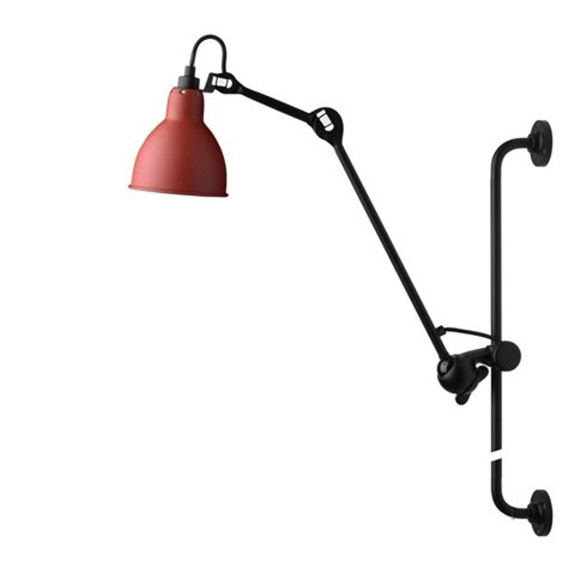 Lampe Gras No 210 væglampe, sort/rød