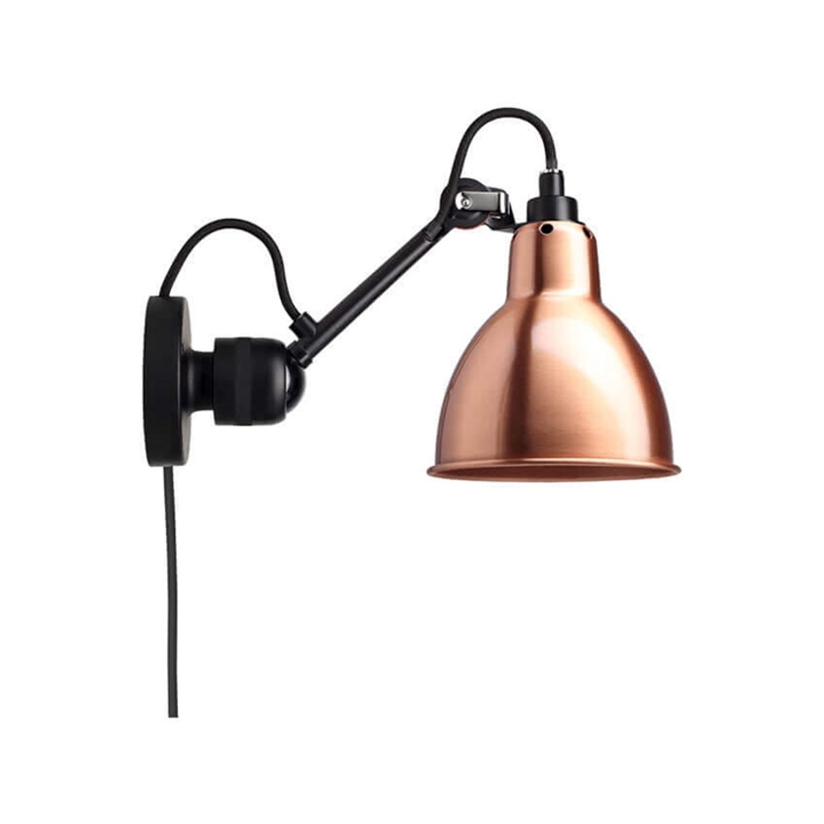 Lampe Gras No 304CA væglampe, sort/kobber