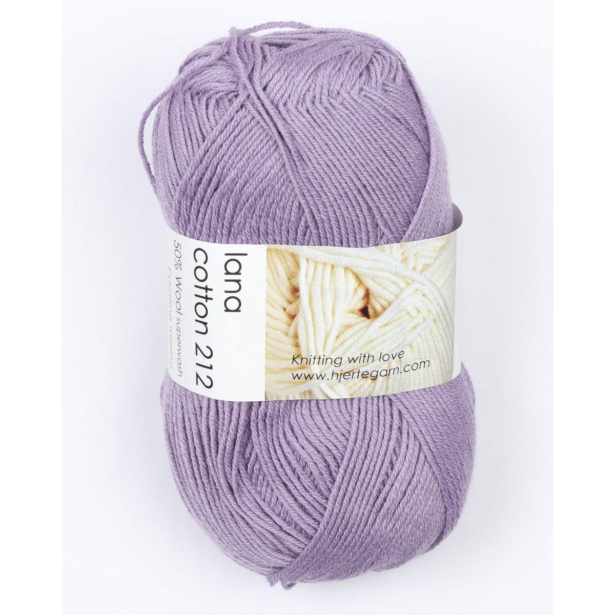 Lana Cotton 212 fra Hjertegarn i mange farver - 3718 lavendel - 50% Bomuld, 50% Merinould