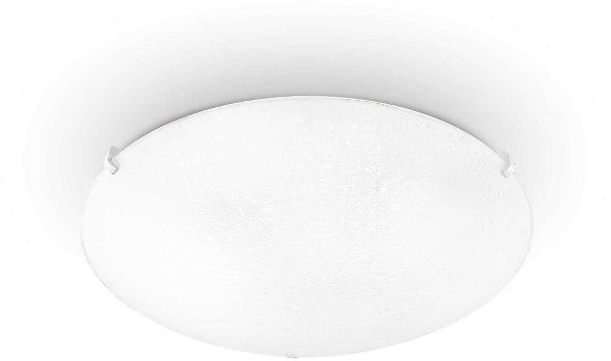 Lana, Loftslampe, E27 max 2 x 60W, E27, hvid/nikkel, glas, Ø300xH100mm