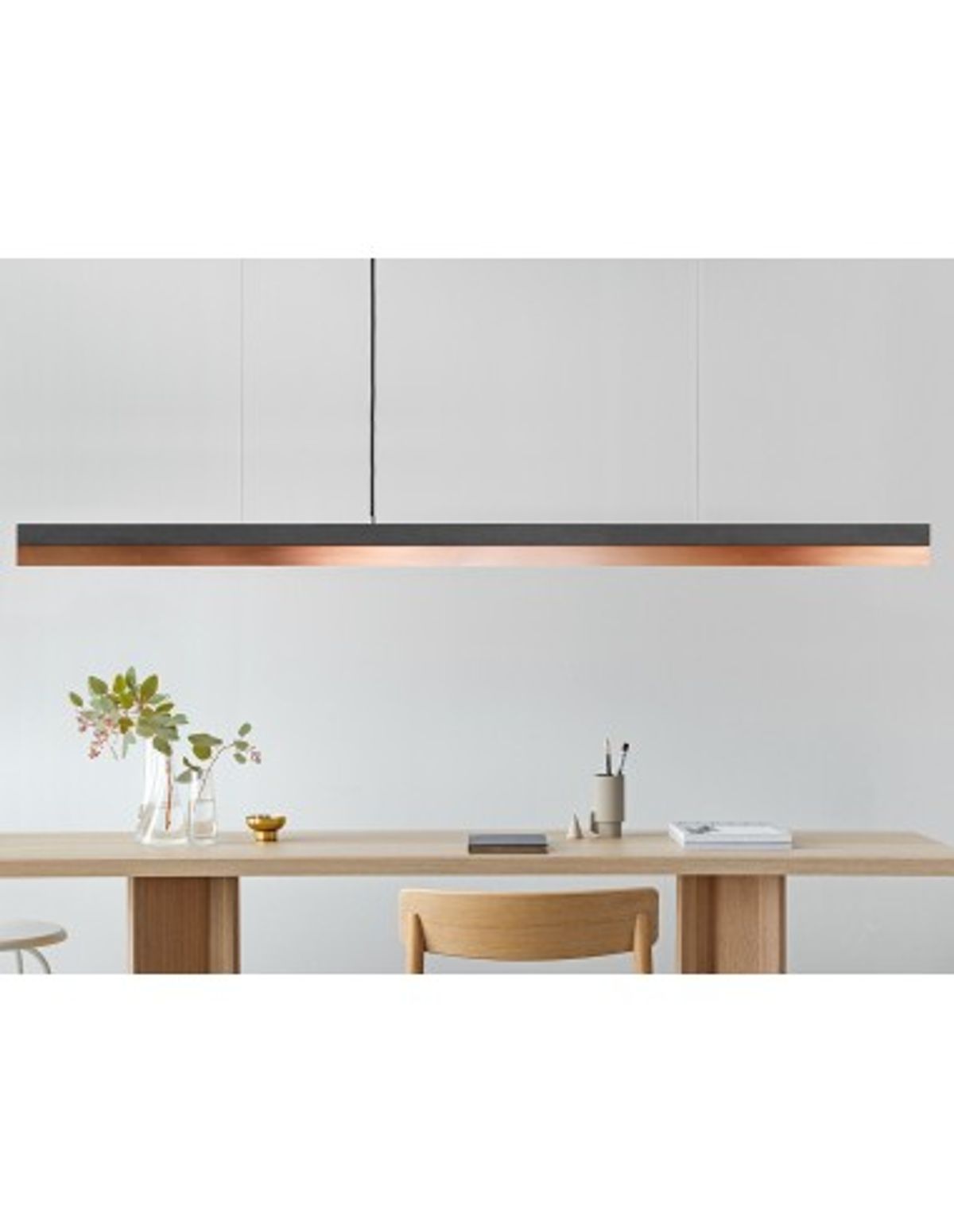 Langbordspendel i beton og kobber 182 cm 25W LED - Mørk beton/Kobber