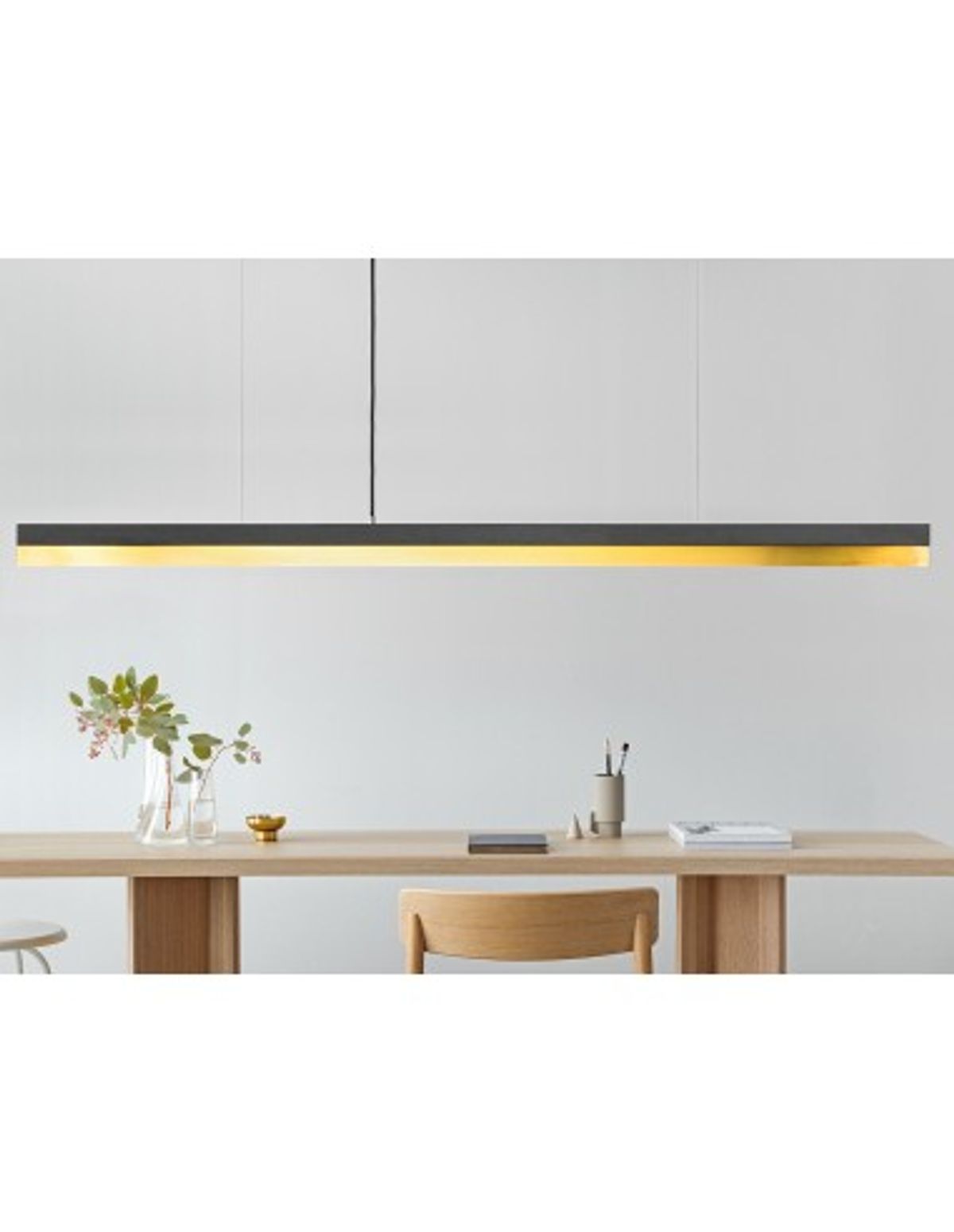 Langbordspendel i beton og messing 182 cm 25W LED - Mørk beton/Messing