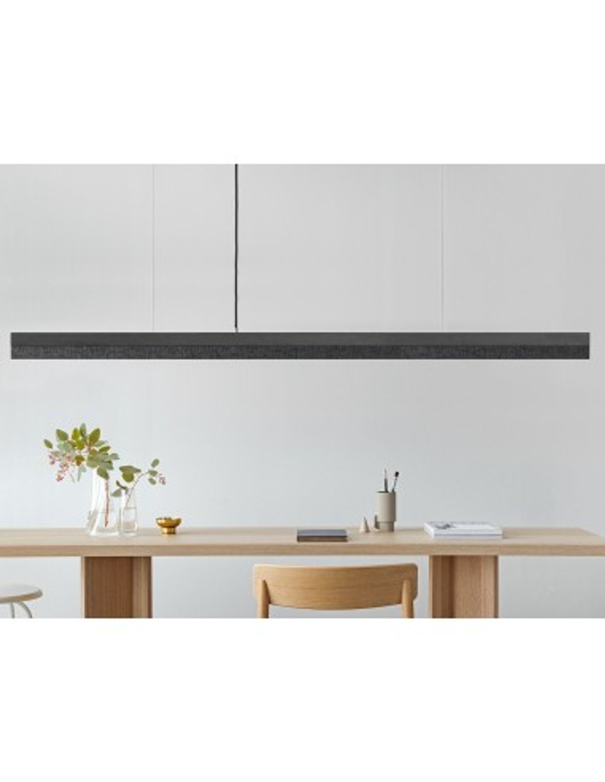 Langbordspendel i beton og træ 182 cm 25W LED - Mørk beton/Brændt træ