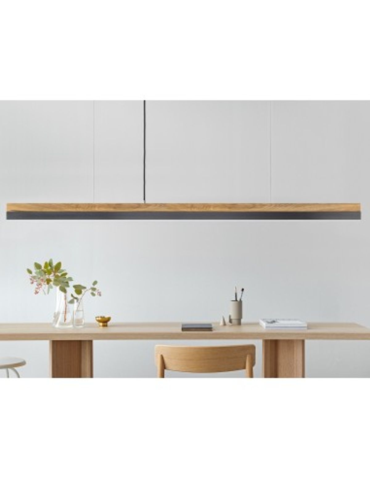 Langbordspendel i egetræ og stål 182 cm 25W LED - Egetræ/Gunmetal